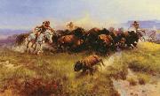 Charles M Russell The Buffalo Hunt Sweden oil painting artist